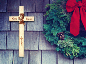 Girl Engraved Faith Cross for Christmas Wooden (8x...