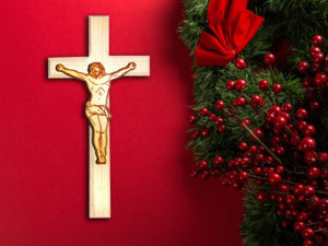 Wooden Wall Hanging Engraved Cross for Christmas (...