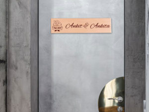 Customized Wooden Door Name Plate (12 x 3 inches, ...