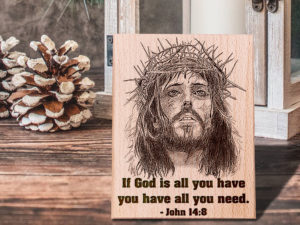 Jesus Christ Engraved Photo on Wood Christmas Plaq...