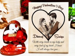 Valentine Gift Combo of Engraved Photo Frame and H...