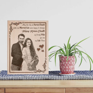 Customized Engraved Wooden Photo Frame Karwachauth...