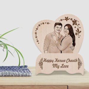 Personalized Engraved Wood Photo Frame Karwachauth...