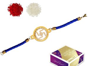 Gold Plated Swastik Bracelet Incredible Rakhi with...