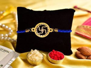Gold Plated Swastik Bracelet Incredible Rakhi with...