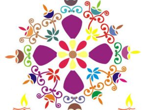 Flower Diya Rangoli Stencils for Floor (Set of 2 S...