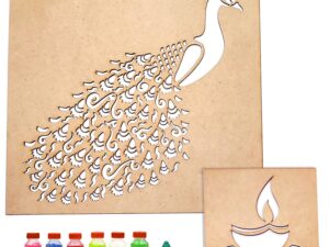 Peacock Diya Rangoli Stencils (Set of 2 Stencil, 6...