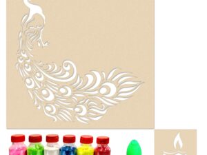 Peacock Diya Rangoli Stencils (Set of 2 Stencil, 6...