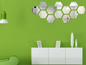 Hexagon Silver Shaped 3D Wall Decor Stickers For H...