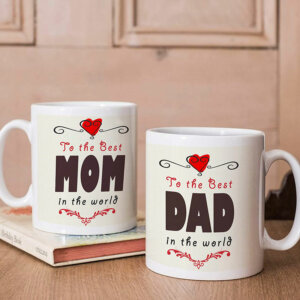 Printed Ceramic Coffee Mug Combo For Mom And Dad