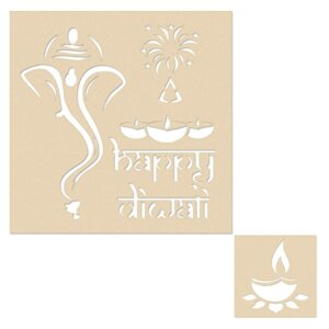 Wooden Rangoli Stencils – Ganpati and Happy ...
