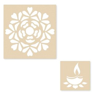 DIY Flower Rangoli with Diya – Wooden Rangol...