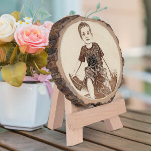Personalized Natural Wooden Slice Photo Frame with...