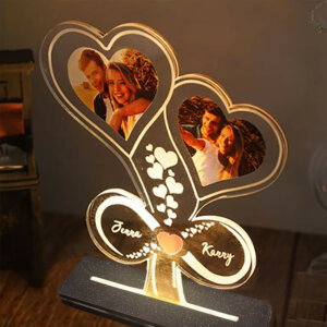 Personalized Double Heart With Infinity LED Photo ...