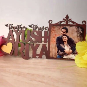 Personalized Wooden Table Top Frame For Couple Wit...