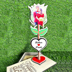 Beautiful Customized Wooden Photo Rose with Couple...