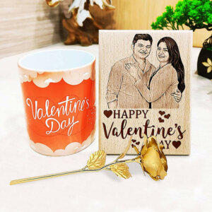 Vday Gift Combo Wood Frame & 24K Gold Plated ...