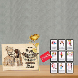 Vday Gift Combo Wood Frame & 24K Gold Plated ...