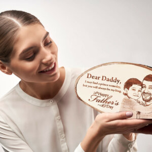 Personalized Engraved Natural Wood Photo Frame Gif...