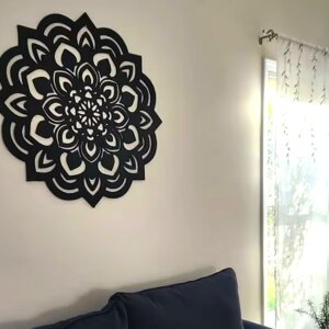 Lotus Flower Mandala Wood Wall Art Decor For Bedro...