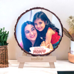 Love You Mom Wooden Round Photo Frame Personalized...