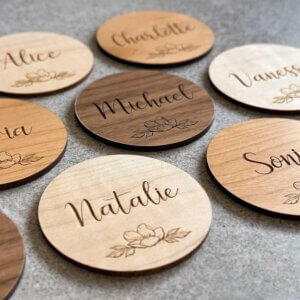 Personalized Wooden Coaster Set of 5 With Name