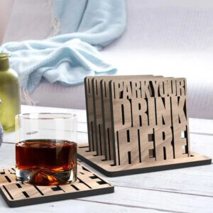 Stylish Wooden Coaster Set for Home & Office