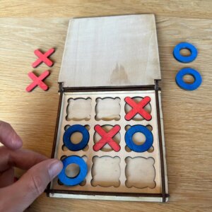 Classic Wooden Tic Tac Toe Game – Handcrafted St...