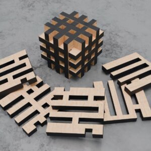 Wooden Cube Puzzle – Brain Teaser 3D Puzzle Game...