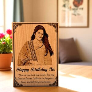 Customized Engraved Wooden Photo Frame For Sister